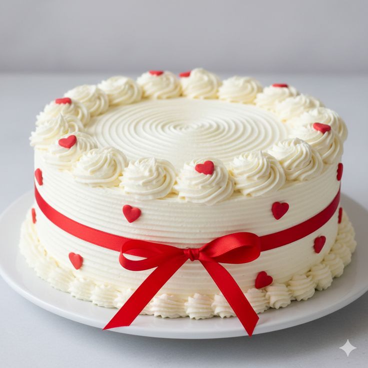 Cute bow cake with hearts